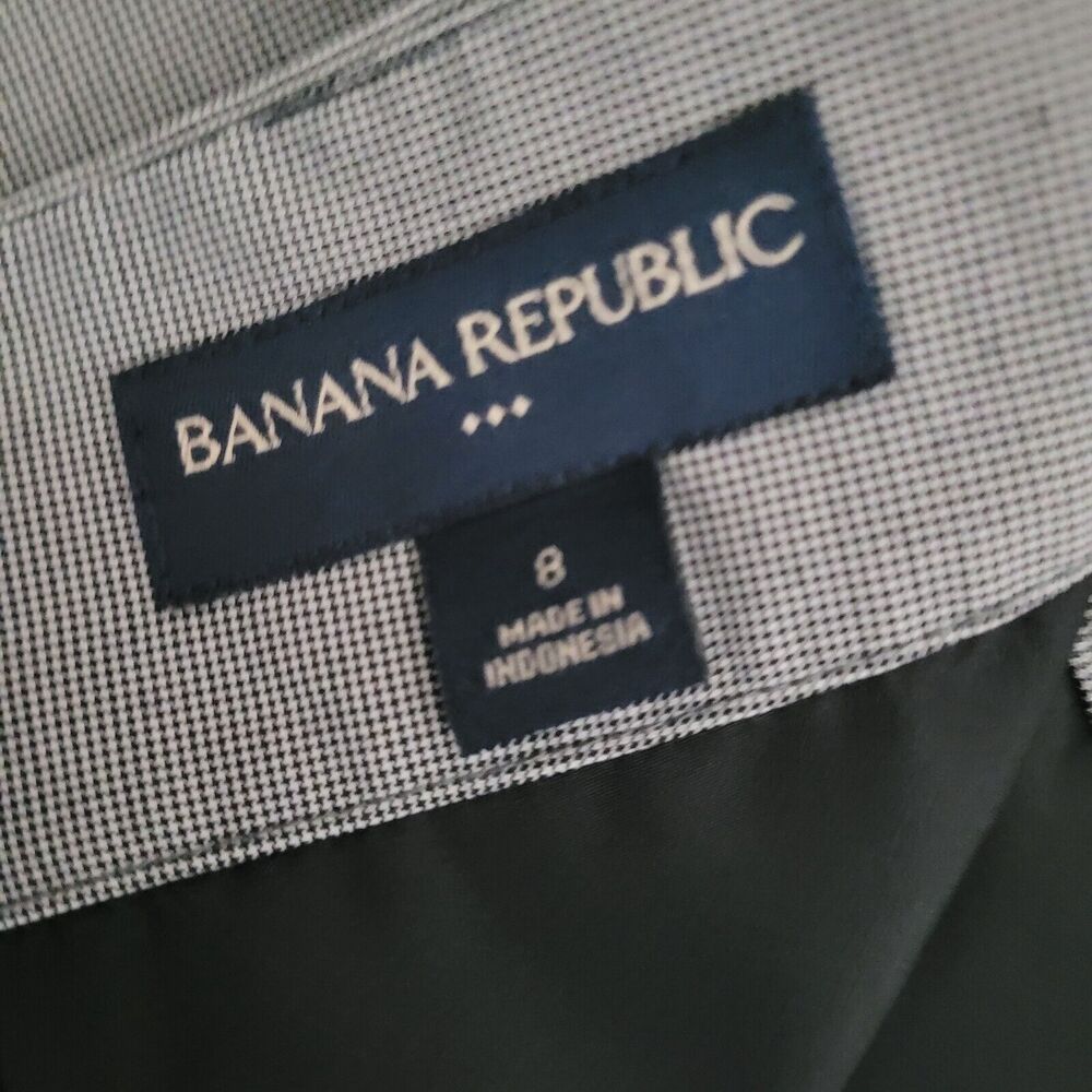 Banana Republic Pencil Skirt Womens 8 Gray Houndstooth Lined Slit Career Black - Picture 6 of 14